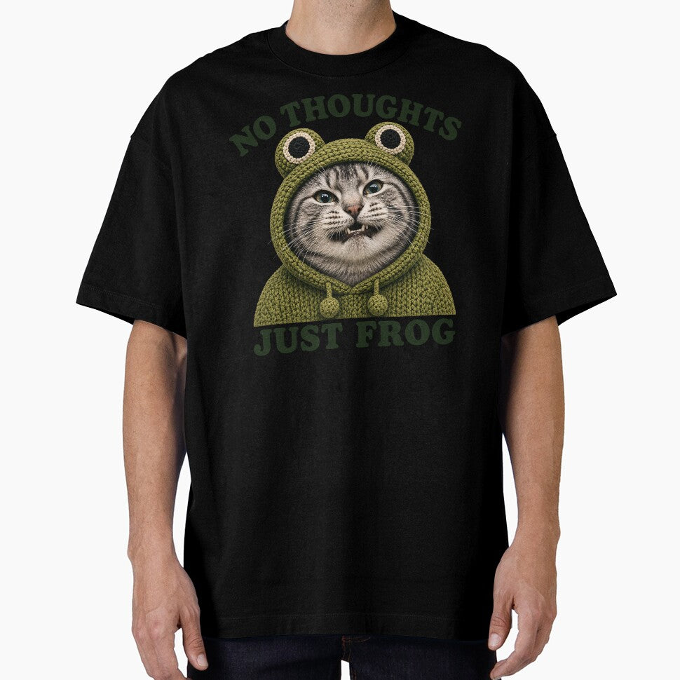 No Thoughts Just Frog Funny Frog Cat Meme by Eh Plus Designs