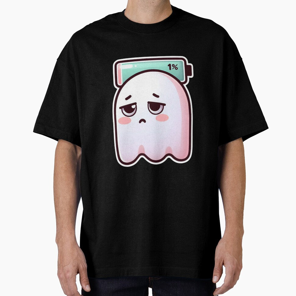 Ghost Low Battery 1% – Cute Introvert Ghost Minimal Design by Low Battery Society