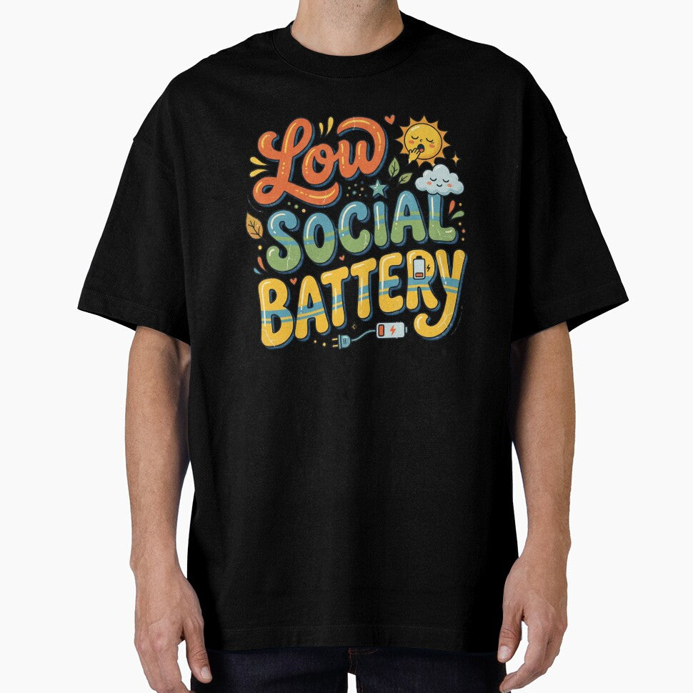 Low Social Battery Funny Introvert Graphic – Cute Retro Mental Energy Design by TheStephanieRome