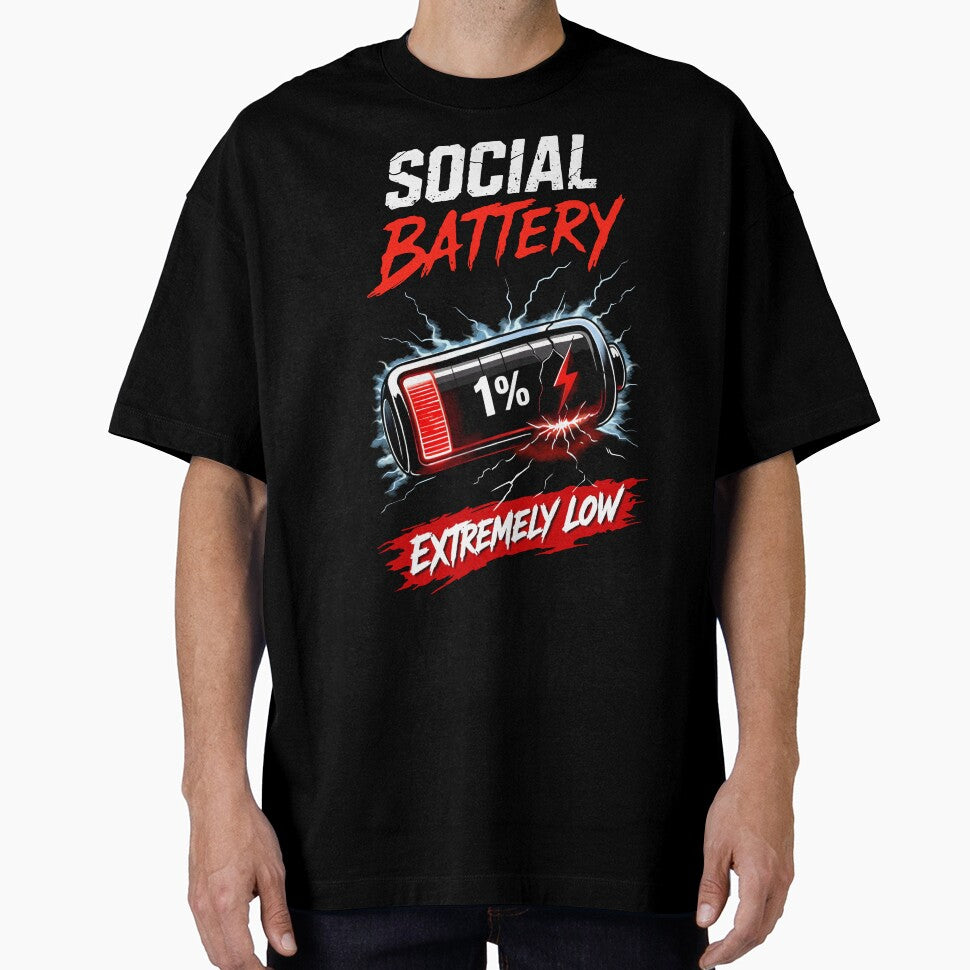 Social Battery Extremely Low – Funny Introvert Mood Design by RitaRuni1992