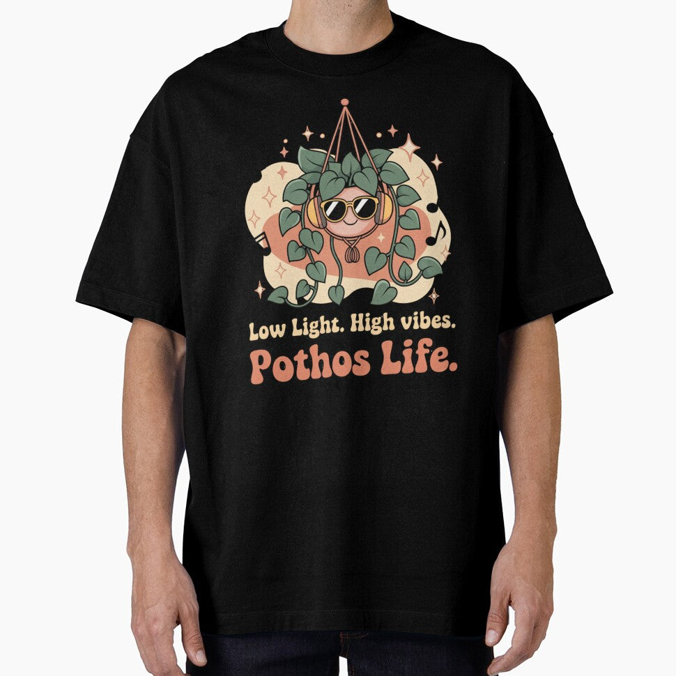 Low Light High Vibes Pothos Life Funny Plant T-Shirt | Chill Indoor Plant Gift by 123artistickay