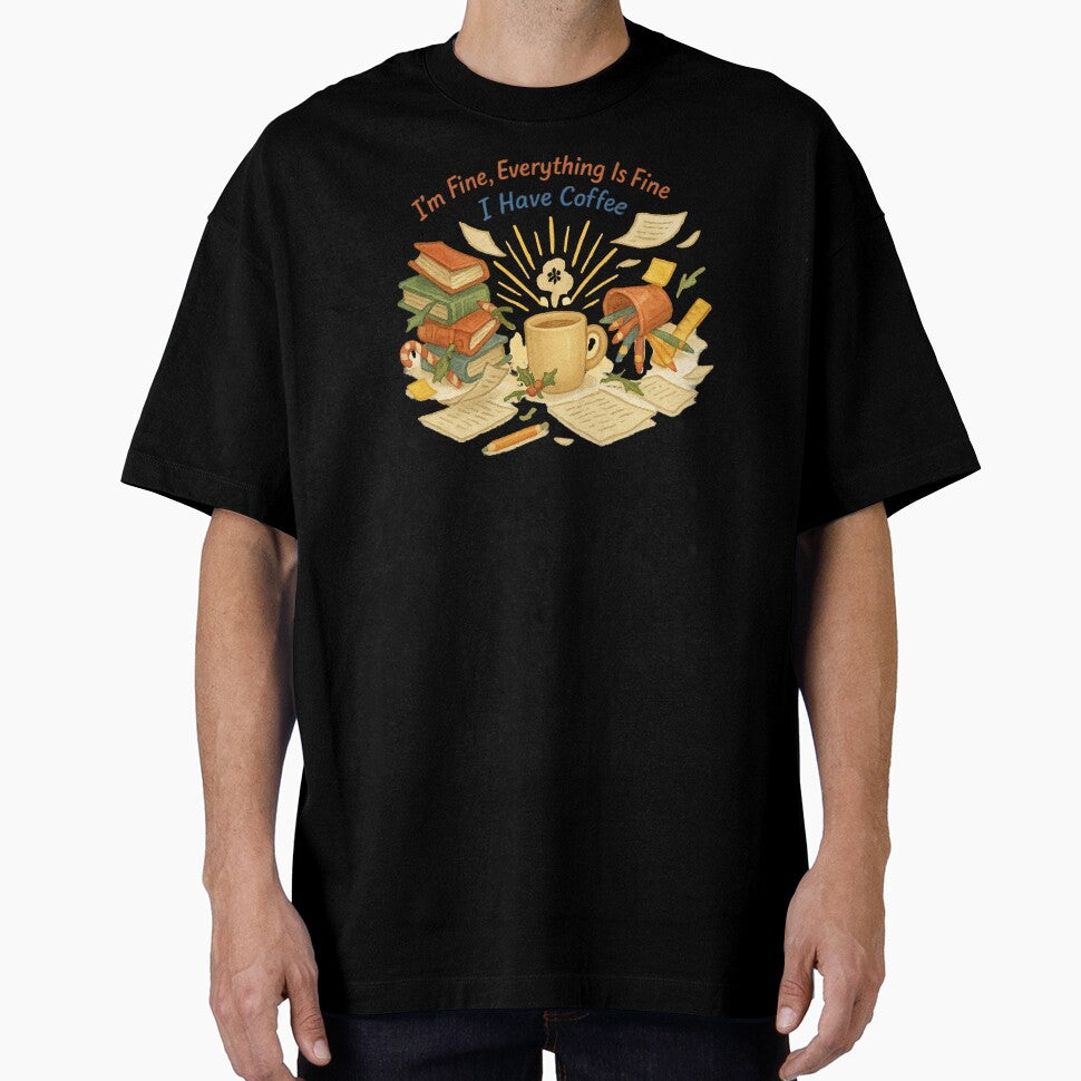 I'm Fine Everything Is Fine Coffee Teacher Christmas Watercolor Design by Just You Tee | Say It Loud, Wear It Proud