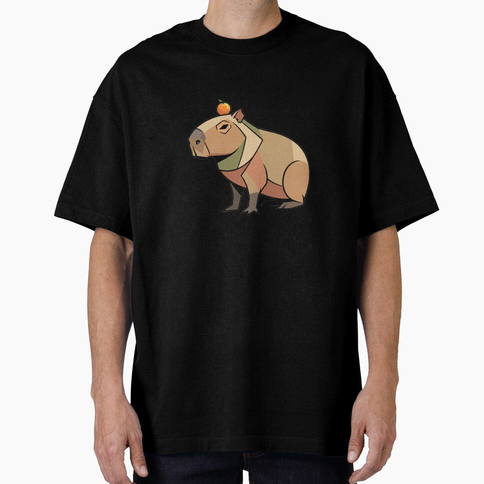 Geometric Capybara with Orange – Zen Aesthetic Vector by Maclaw200d