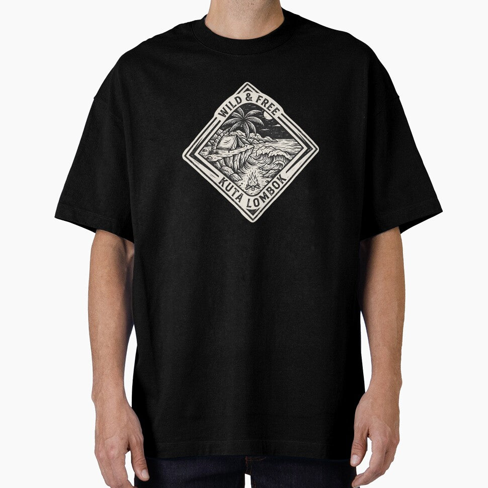 Kuta Lombok Outdoor Camping Woodcut Badge by DuckOddity