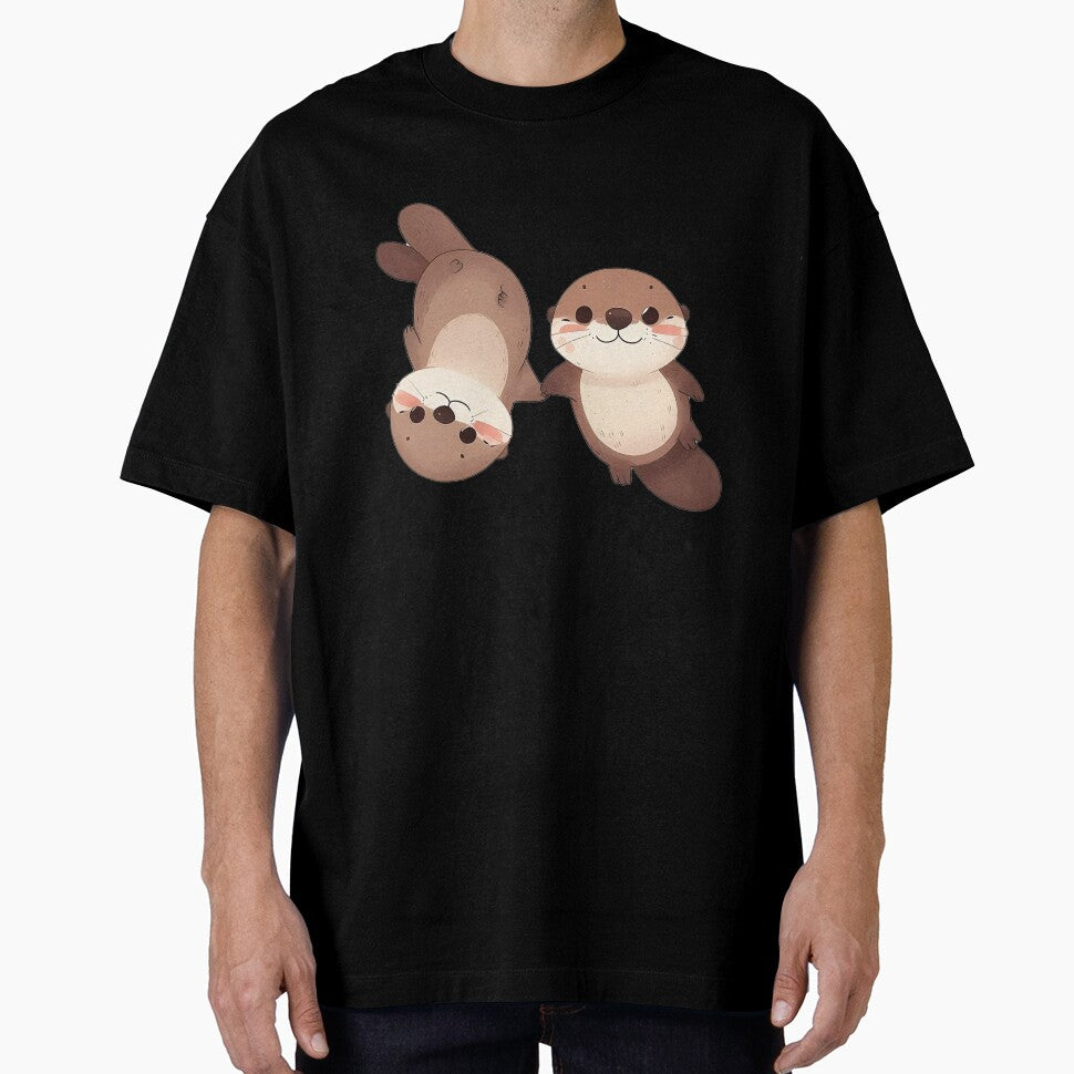 Cute couple of otters holding hands by QuickSticker