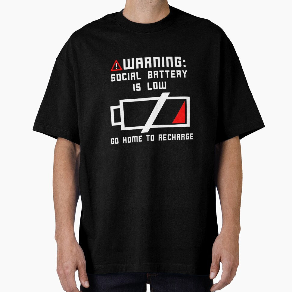 Warning Social Battery is Low  Funny Introvert Shirt Sweatshirt by KTY-NUSS