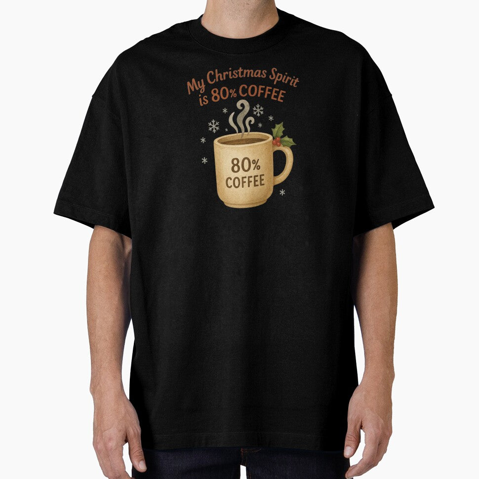 My Christmas Spirit Is 80 Percent Coffee | Funny Teacher Christmas Coffee Lover | Watercolor Minimal Mug Design by Just You Tee | Say It Loud, Wear It Proud