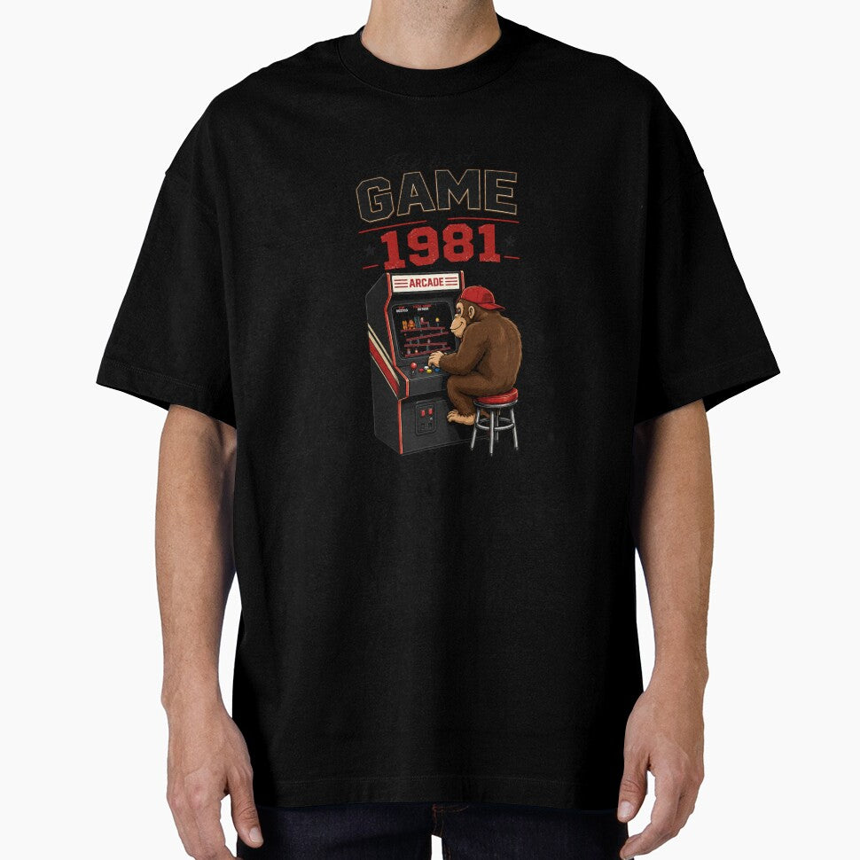 Retro Arcade Gorilla Gamer 1981 Vintage Style Design by Newthingzy