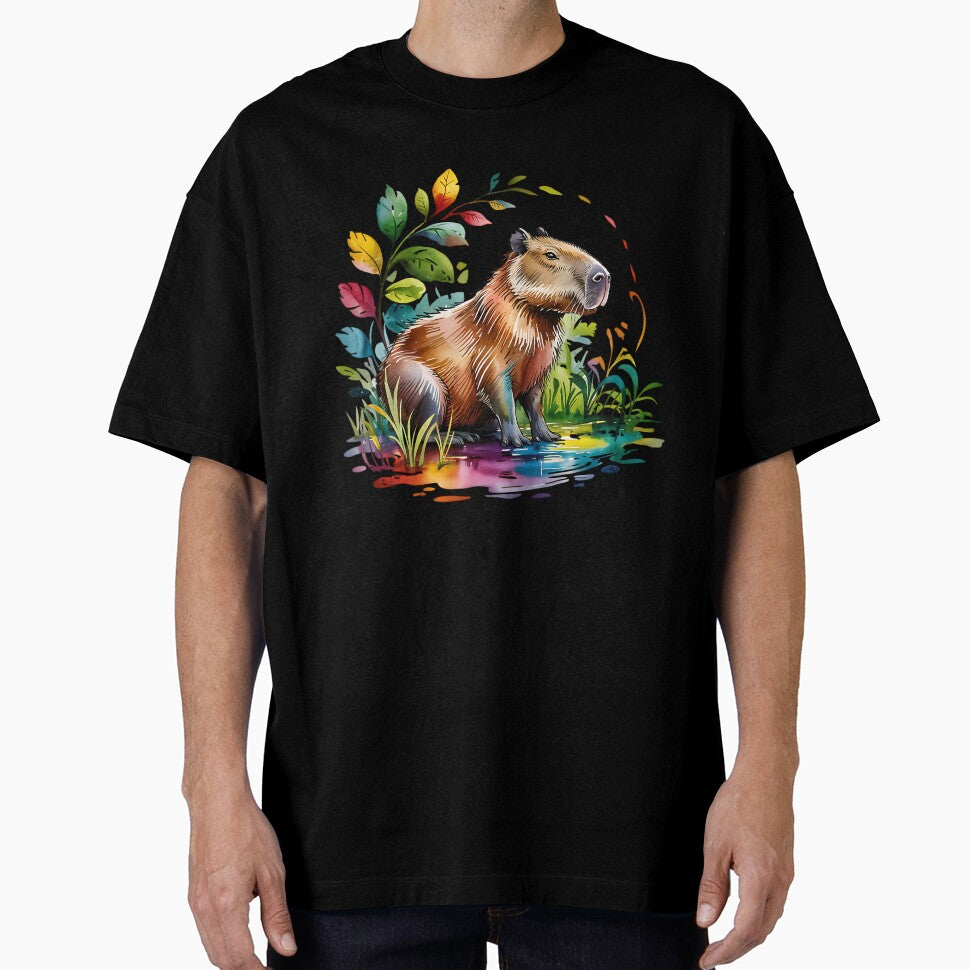 Cute watercolor vibrant rinbow capybara by Ann Miu Deluxe