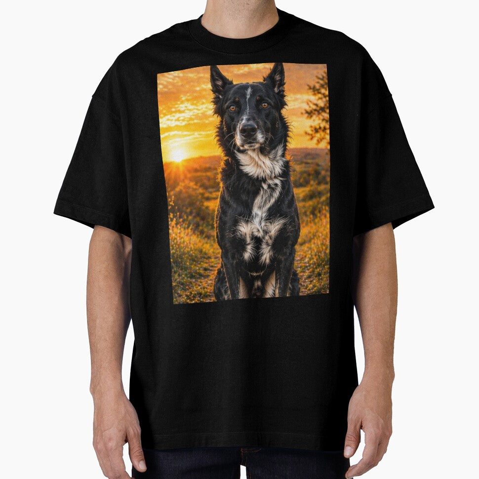 Black Dog Sunset T-Shirt – Aesthetic Nature Dog Lover Gift by SylviaWear-Shop