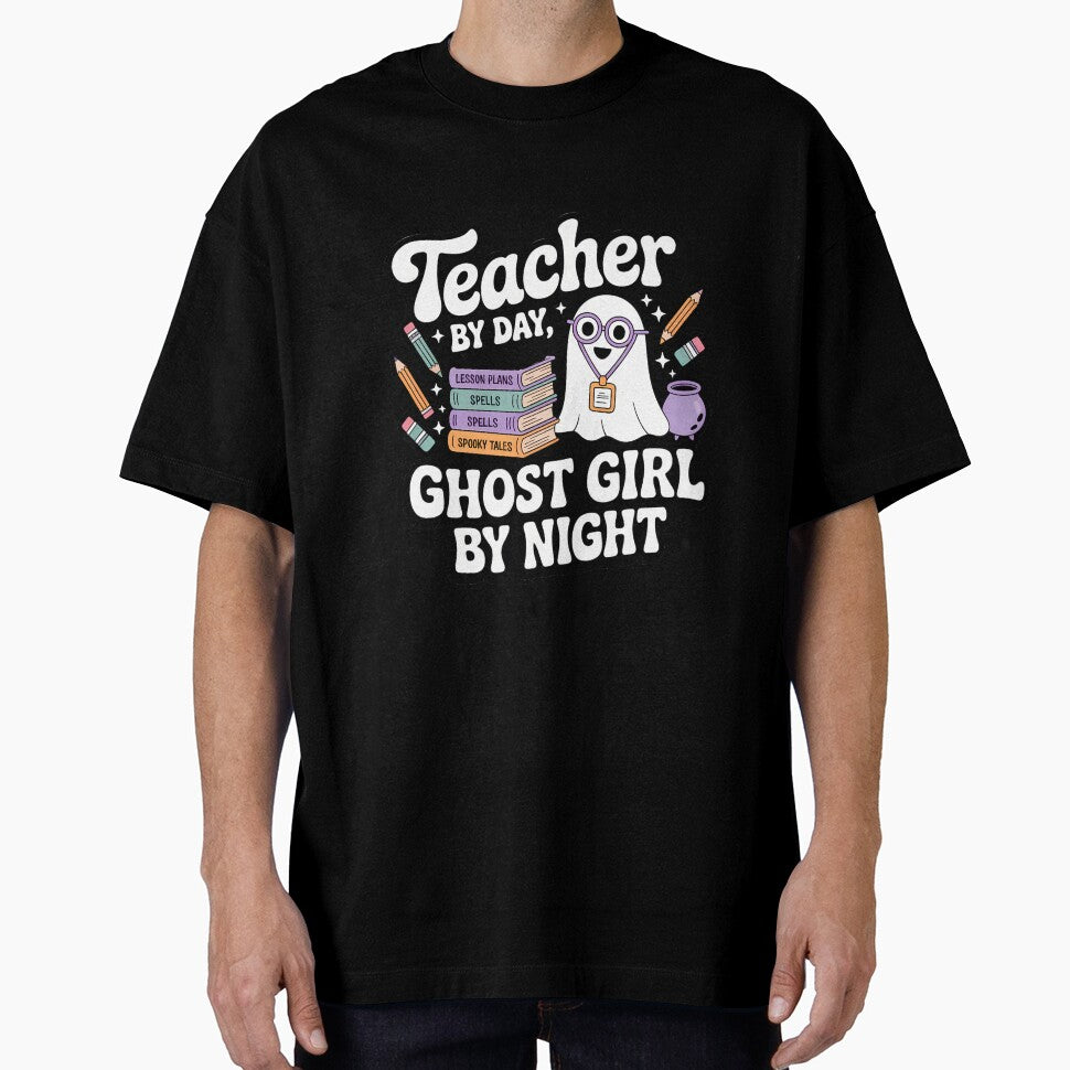 Teacher By Day Ghost Girl By Night Cute Halloween Teacher Shirt by Raw Tigers