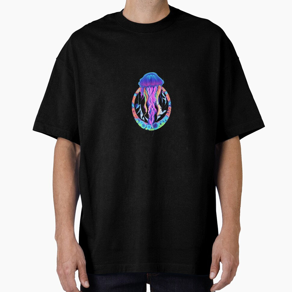 Neon Jellyfish Glow Mandala Art by Color for Balance