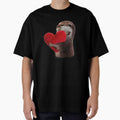 otter and sweet red heart, animal in love by Collagedream