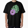 Monstera Lover, Plant Leaf with a Realism Purple Daisy for Surrealism Vibes by 10pmCreations