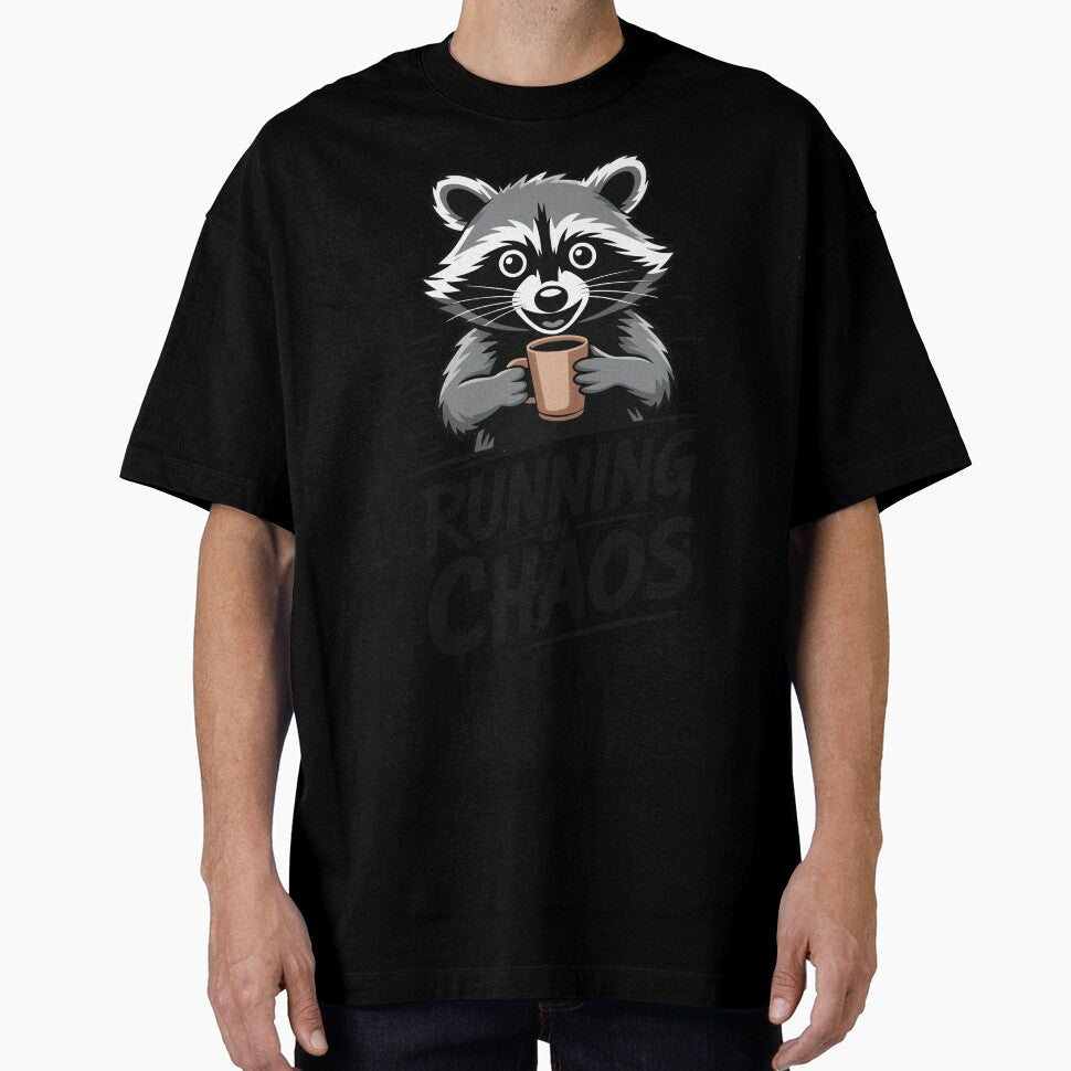 Running On Chaos Funny Raccoon Coffee Lover by Snout & Shout.