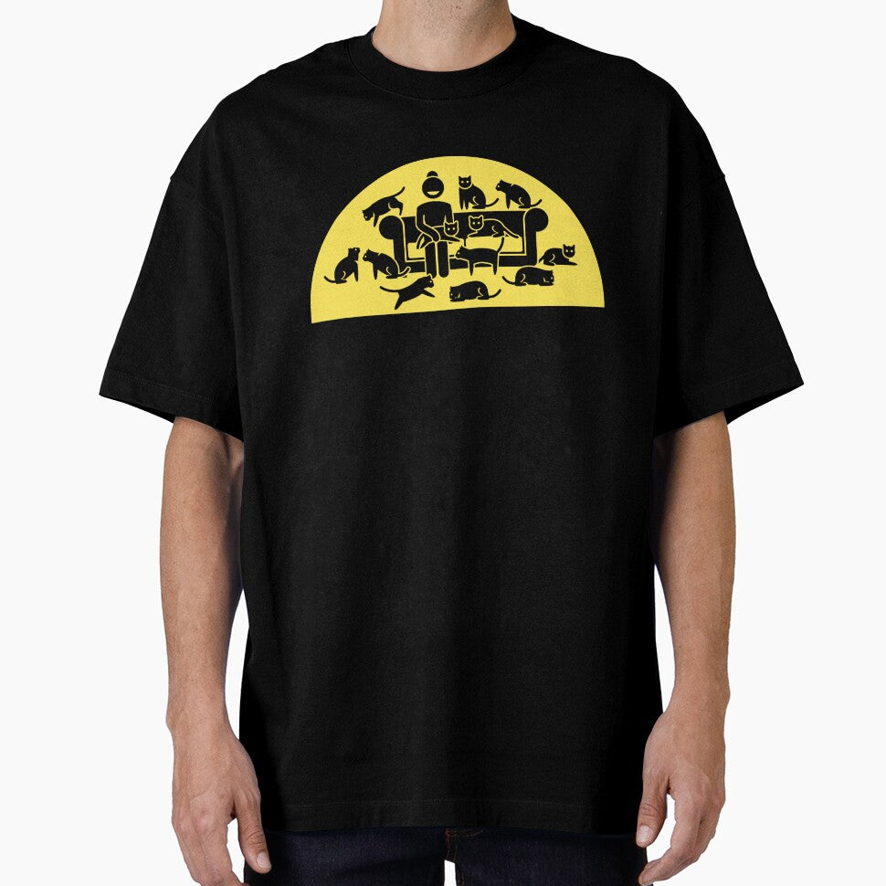 Clever Cat Lady – Yellow Bg with Blk Print by DPingBirdie