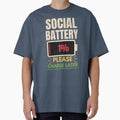 Social Battery 1% Please Charge Later Funny Introvert T-Shirt by Uvclick