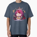 Game Rosaria Genshin Impact Chibi Girl Enjoying Spicy Ramen Anime by Raslbazola