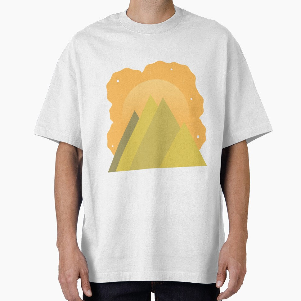 MOSS GREEN MOUNTAINS ORANGE NIGHT SKY - SPRING VERSION MINIMALIST ILLUSTRATION Orange BG by MiraiDesigns by miraidesigns