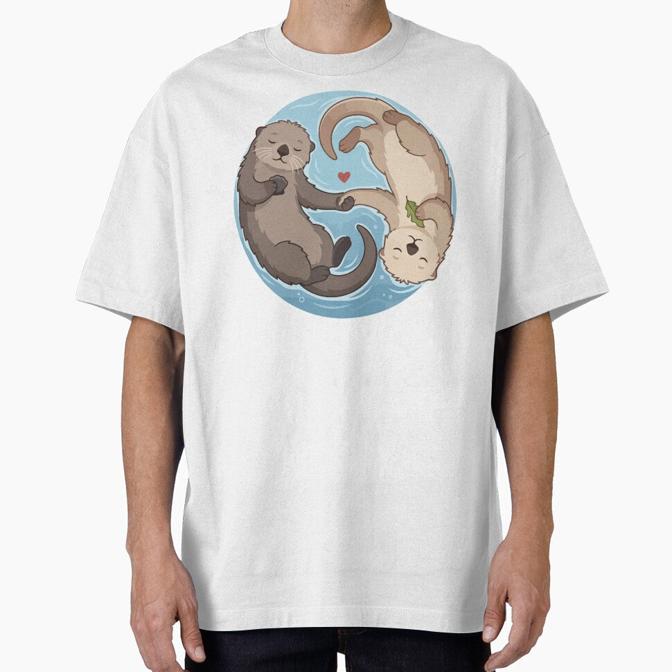 Cute Sea Otters Holding Hands Yin Yang Circle by Arc2020