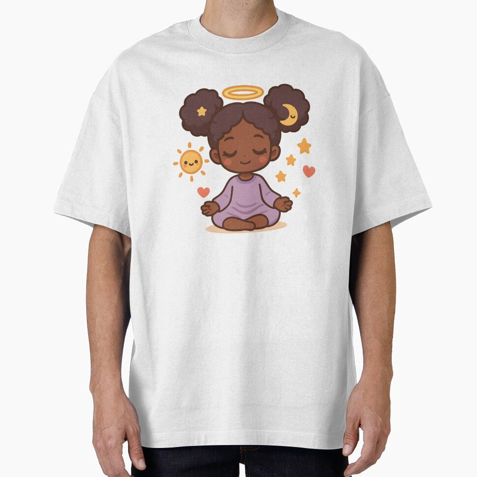 Kawaii Afro Meditation Girl | Cute Spiritual Afrocentric Anime Art by OsasChild
