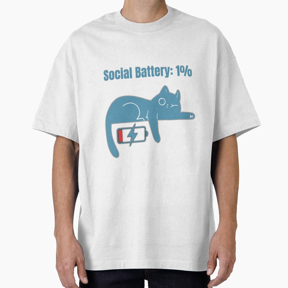 Social Battery 1% Funny Introvert Cat by Talisprojekt