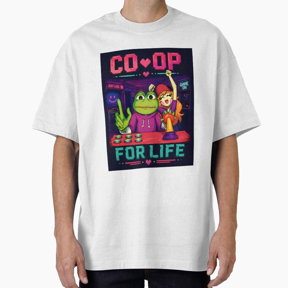 Pepe Frog Gamer Couple Funny Meme | Retro Arcade Shirt | Co-Op For Life by VinBasis