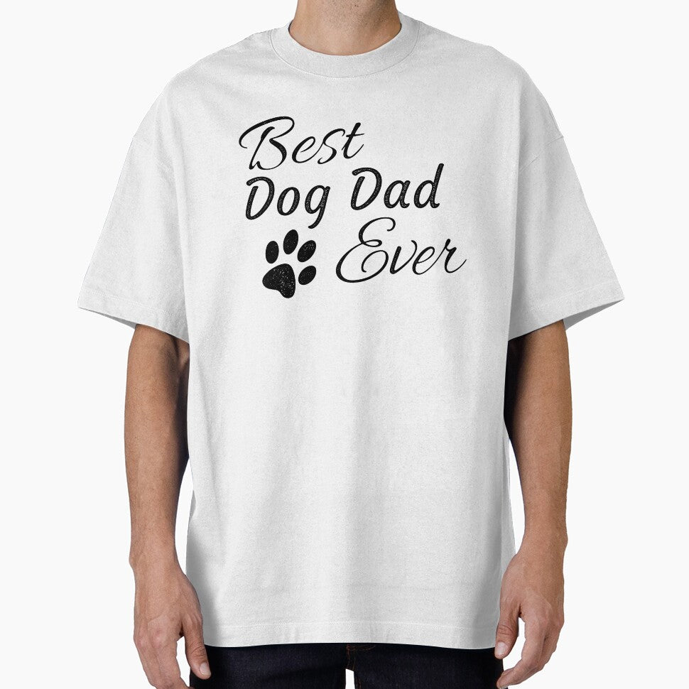 Best Dog Dad Ever Calligraphy Paw Print by SoyLamderma