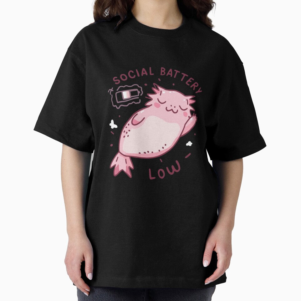 cute pink Axolotl Social Battery Low Funny by shop43