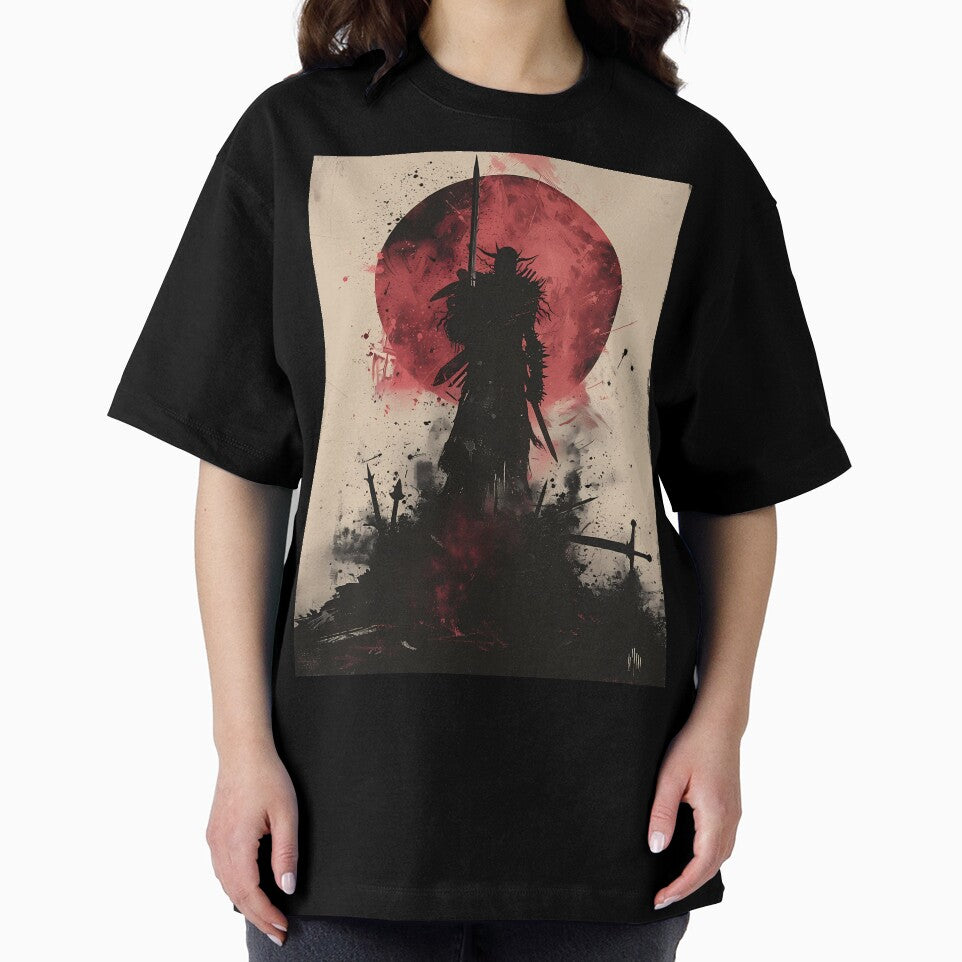 A lone warrior under a crimson eclipse by Moonvale Studio