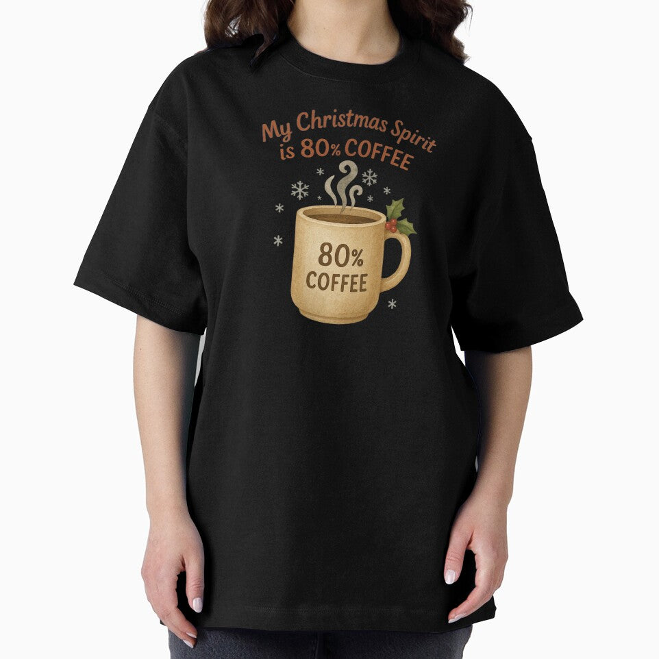 My Christmas Spirit Is 80 Percent Coffee | Funny Teacher Christmas Coffee Lover | Watercolor Minimal Mug Design by Just You Tee | Say It Loud, Wear It Proud