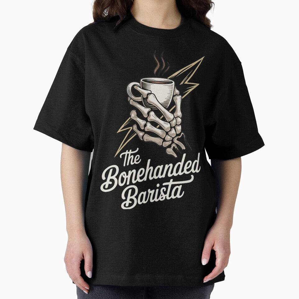 Bonehanded Barista Skeleton Holding Cup Logo - Dark by Bonehanded