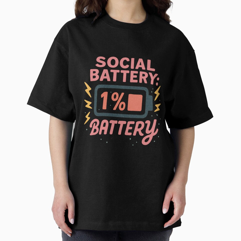Social Battery: 1 % – Low-Power Introvert Alert by Merchbes