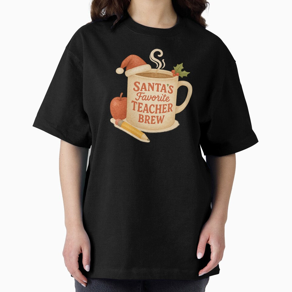 Santa’s Favorite Teacher Brew | Funny Christmas Coffee Mug Watercolor Design by Just You Tee | Say It Loud, Wear It Proud