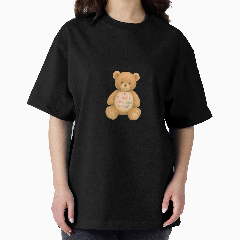 My Therapist Says I Need a Hobby Sticker - Pastel Trauma Teddy Bear, Mental Health Humor, Cute Cry Design by BlackDau