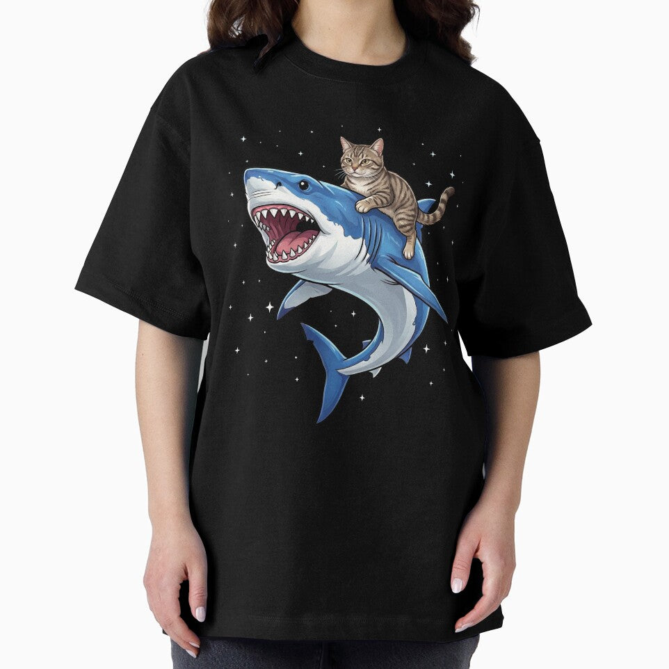 Funny Cat Riding Shark Animal Lover by TerryConnells