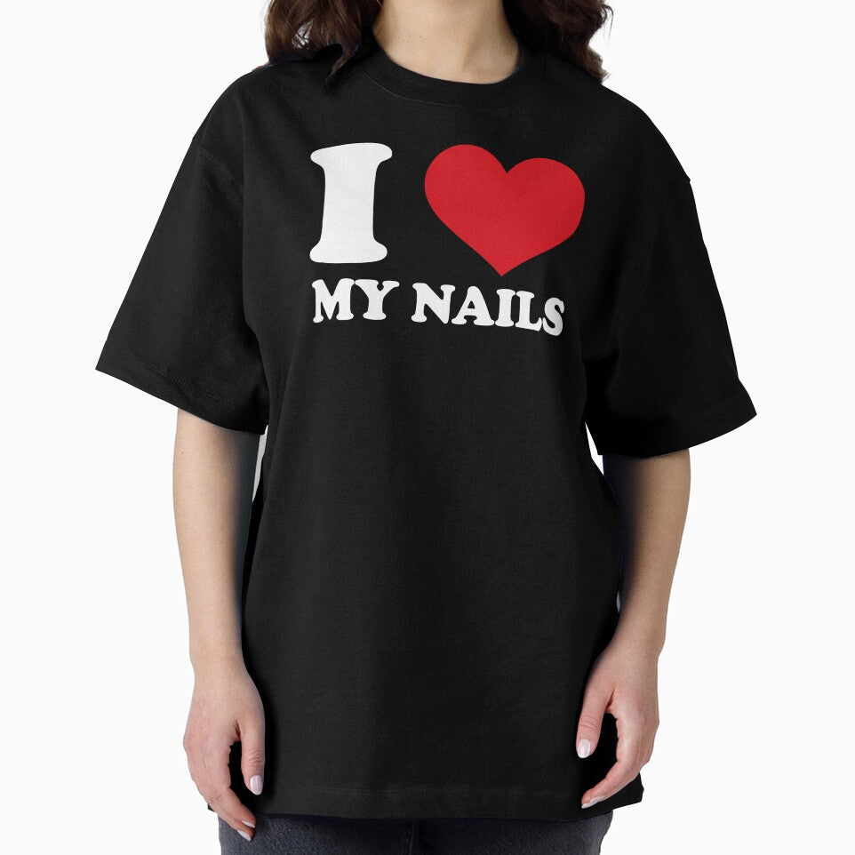 I Love My Nails – Minimal White Heart Design by EmeraldeaArt
