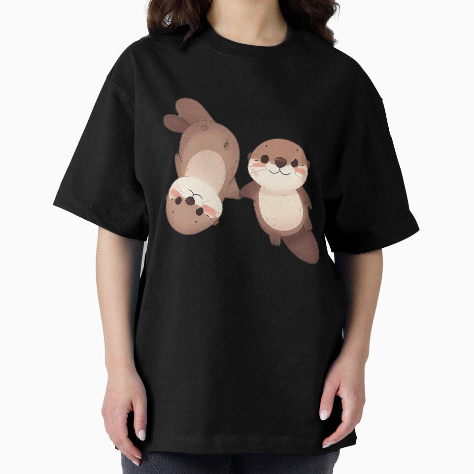 Cute couple of otters holding hands by QuickSticker