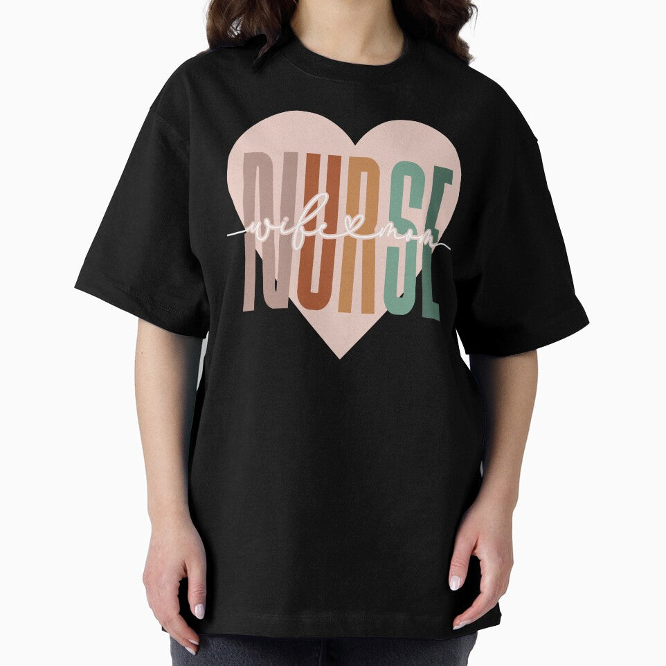 Wife Mom Nurse Typography Mother's Day Nurse Appreciation Week by darkskydelights
