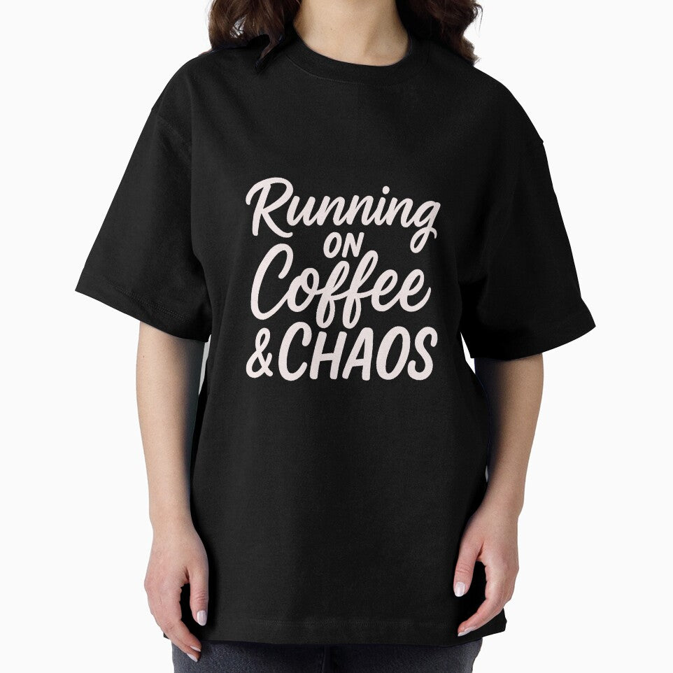 Running On Coffee & Chaos Funny Typography Quote white by DavidMay