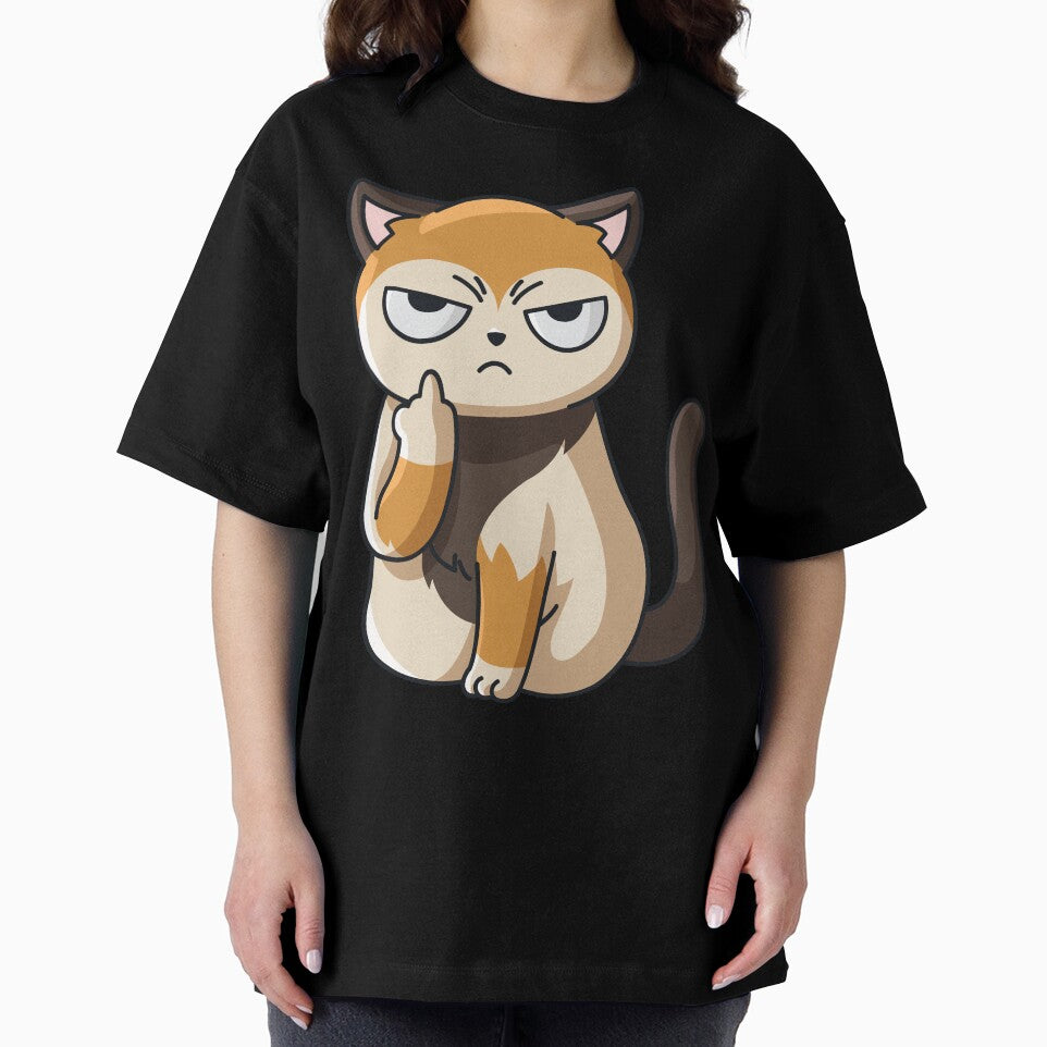Cat middle finger ladies men's tshirt gift by 123428094