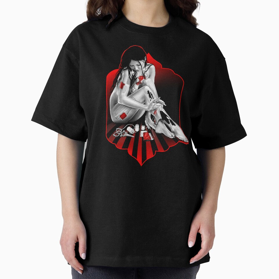 Patch by patch- a portrait (black and red illustration) by Anicatattoos