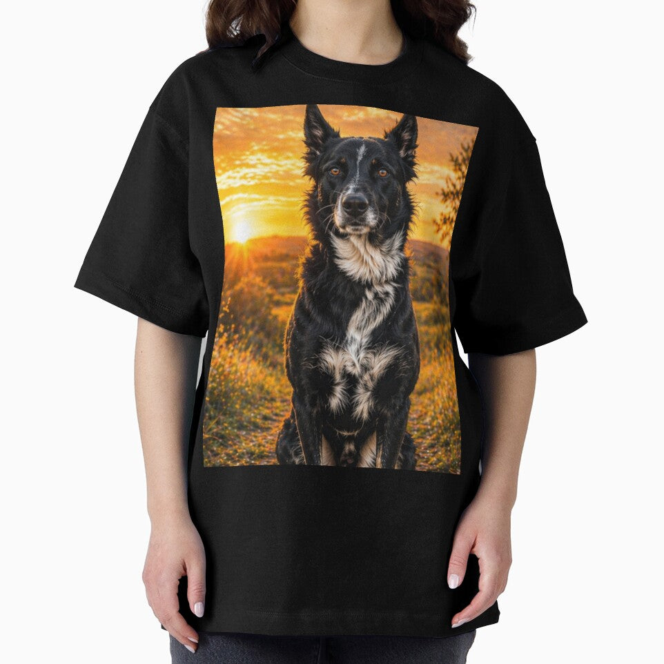 Black Dog Sunset T-Shirt – Aesthetic Nature Dog Lover Gift by SylviaWear-Shop