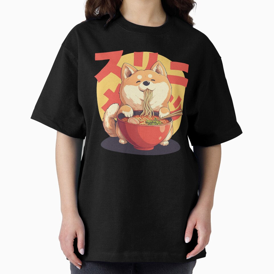 Shiba Inu eating bowl of spicy beef ramen noodles by Nightarcade