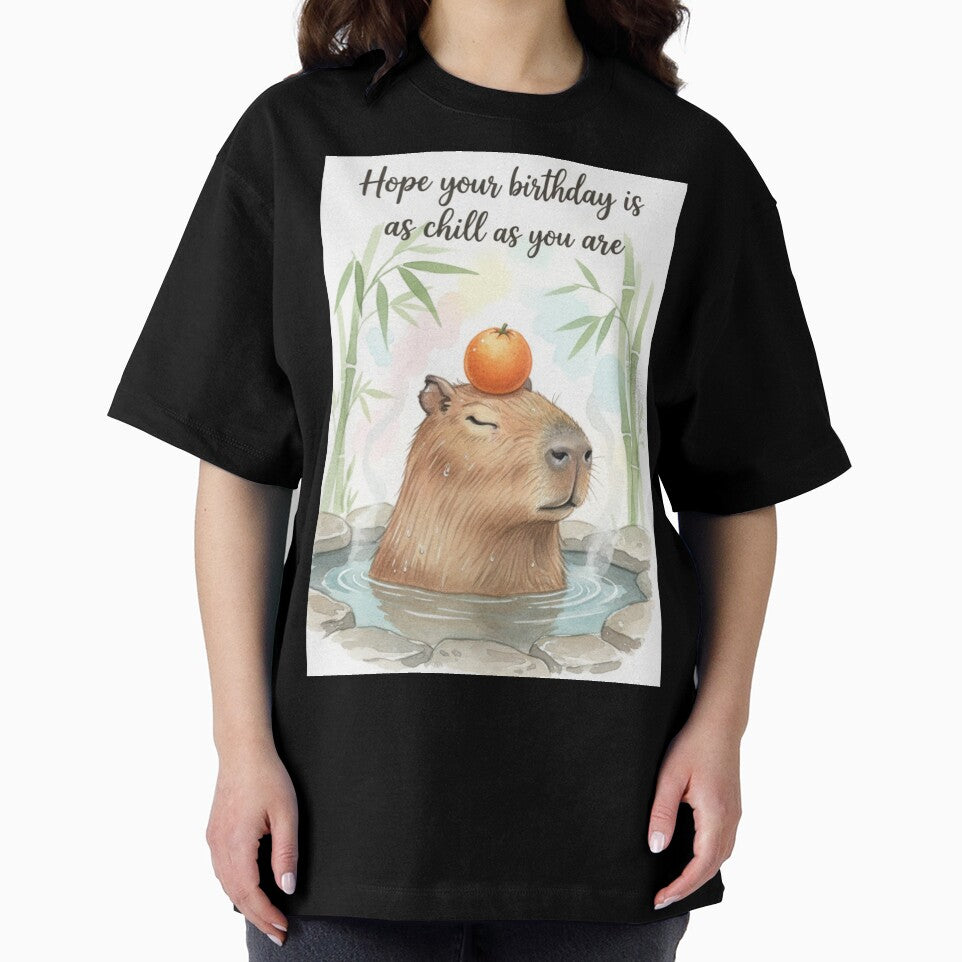 Cute Chill Capybara Hot Spring - Happy Birthday Card by Selloria