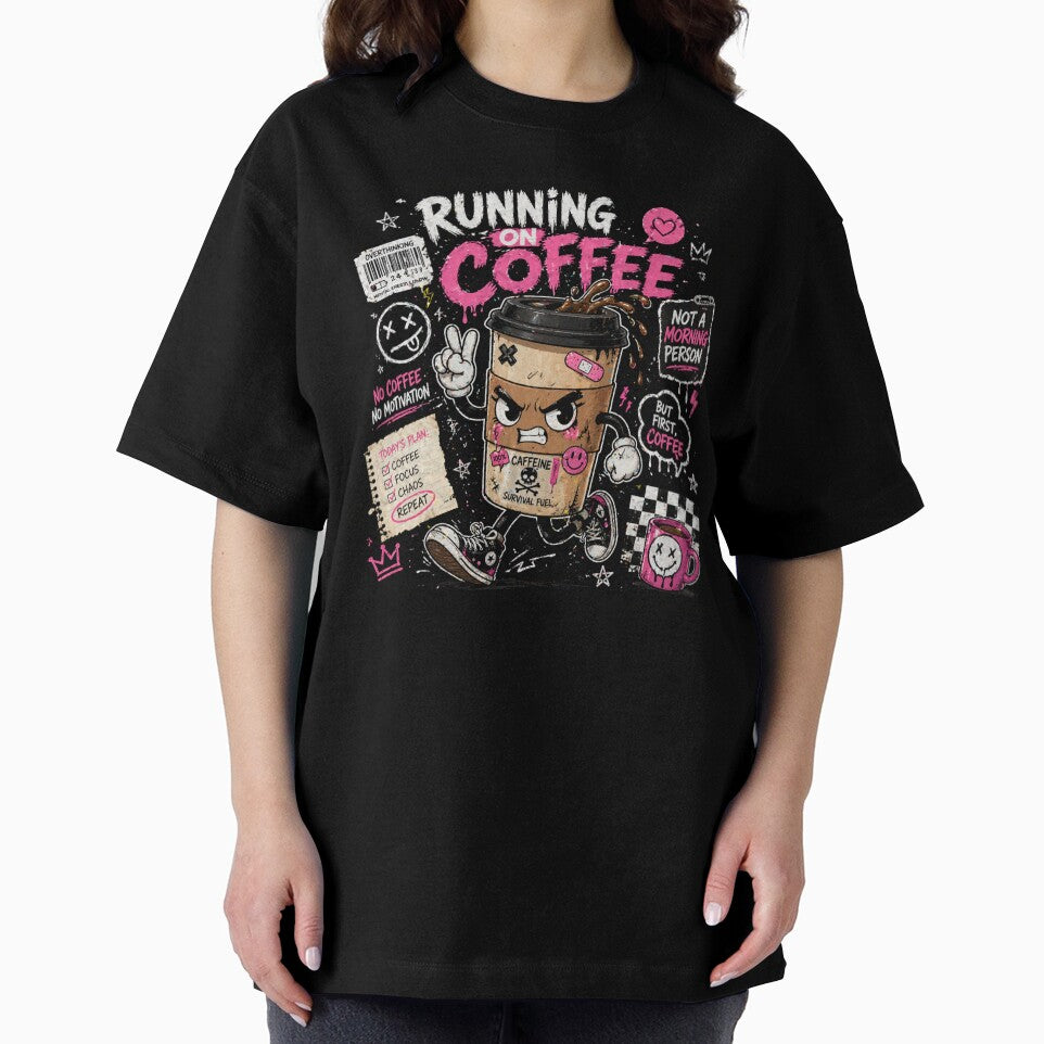 Running on Coffee – Funny Chaos Energy Caffeine Lover Shirt by IdentityThread