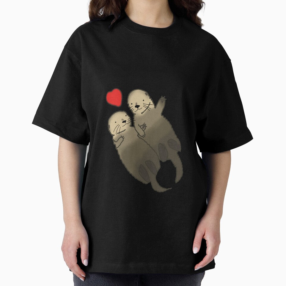 Sea Otters hold hands, love, valentines day by DesignsBySaxton