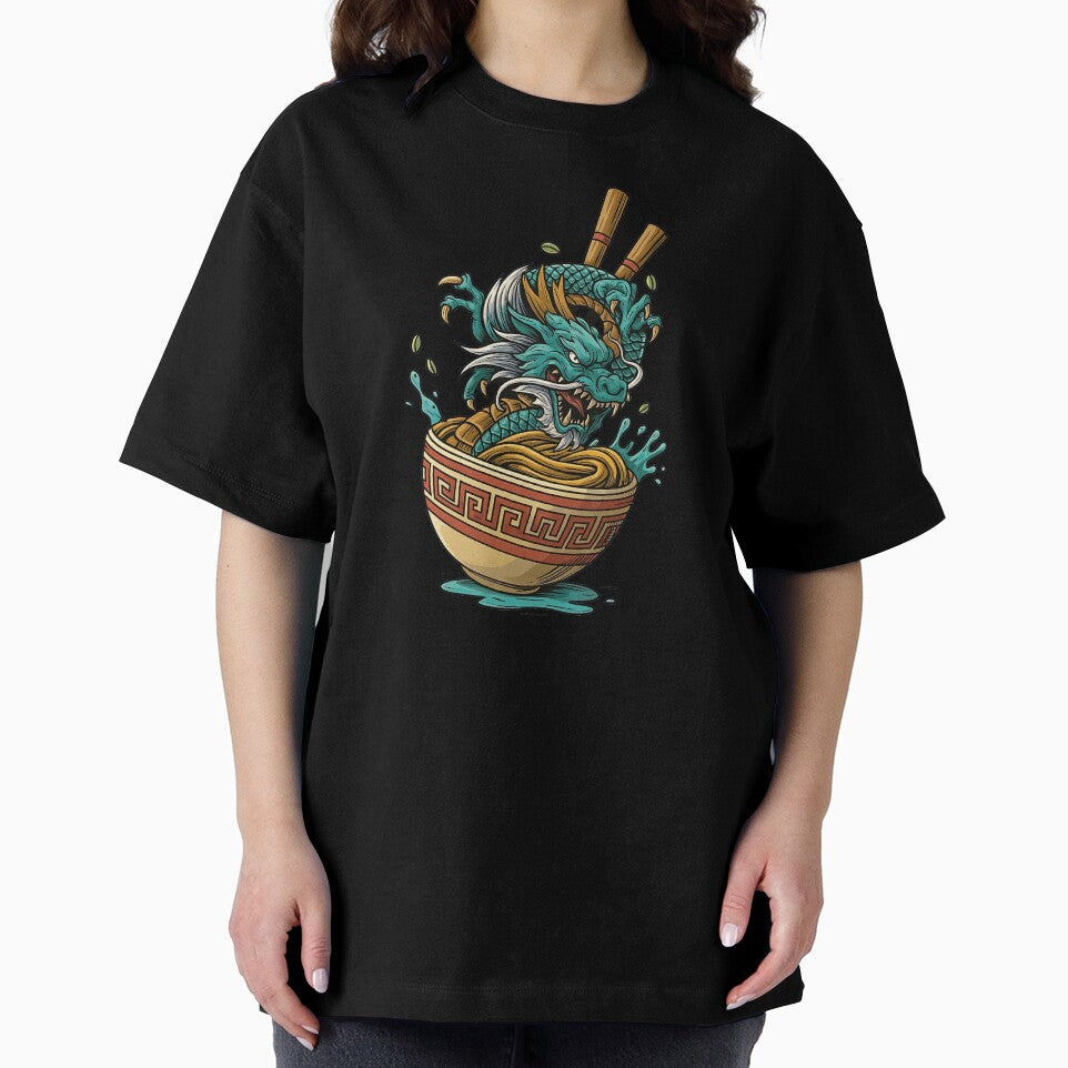 Noodle Bowl with Fierce Chinese Dragon Illustration by ArtfulWeave