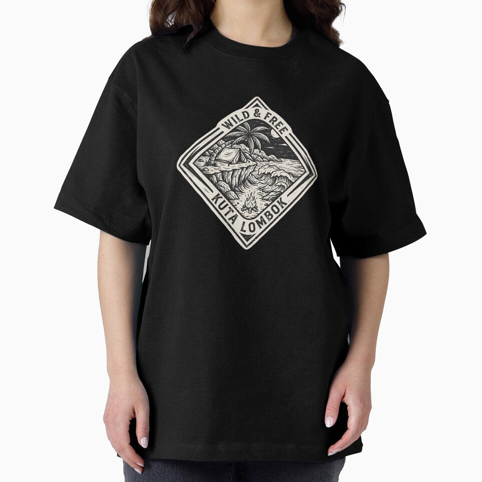 Kuta Lombok Outdoor Camping Woodcut Badge by DuckOddity