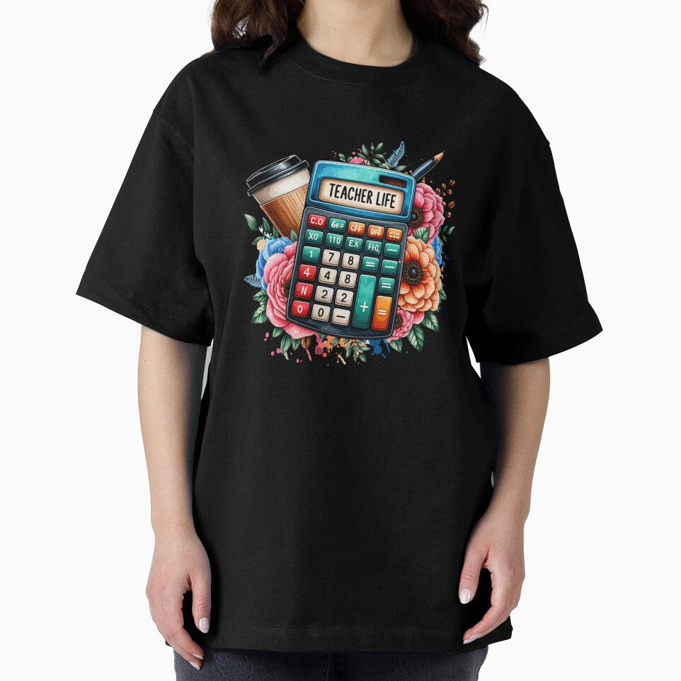 Teacher Life – Calculator, Coffee & School Supplies Floral Design for Educators by artedigital99